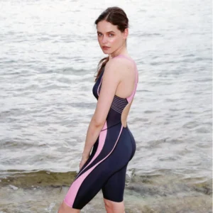 Marium Knee Length Suit – Black/pink